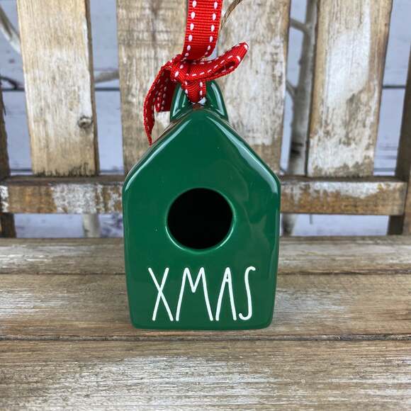 Rae Dunn Green “XMAS” Mini Birdhouse Ornament - Picture 1 of 7